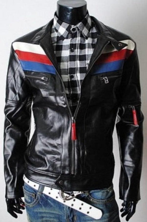 Casual Slim-fit Rider Leather Jacket Leatheroxide