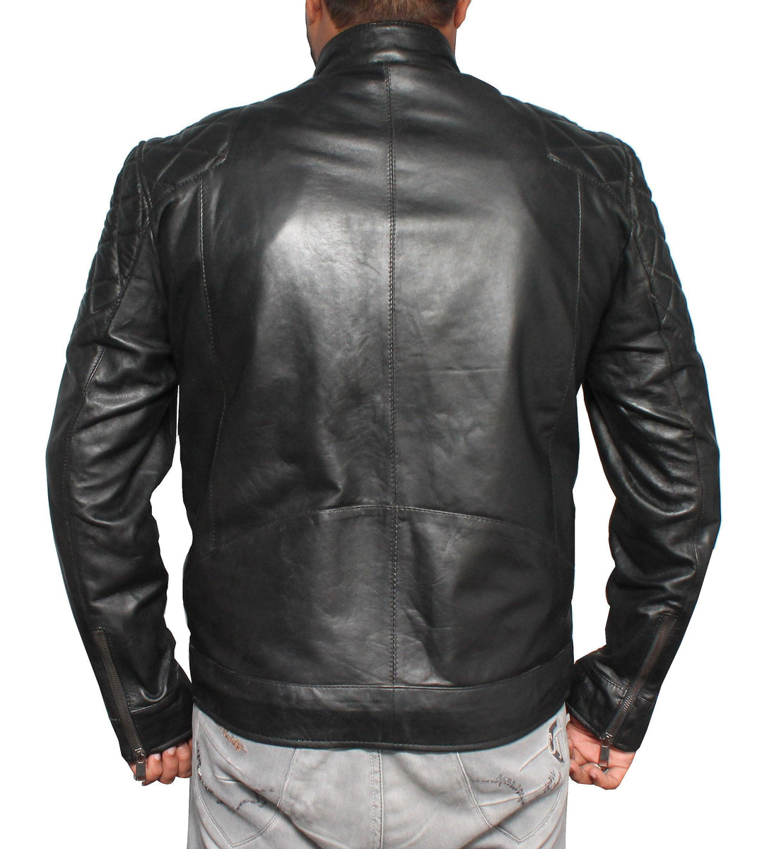 David Brando Biker Leather Jacket - Black