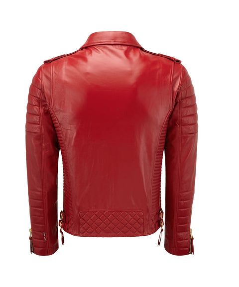 Diamond quilted Red leather jacket Leatheroxide