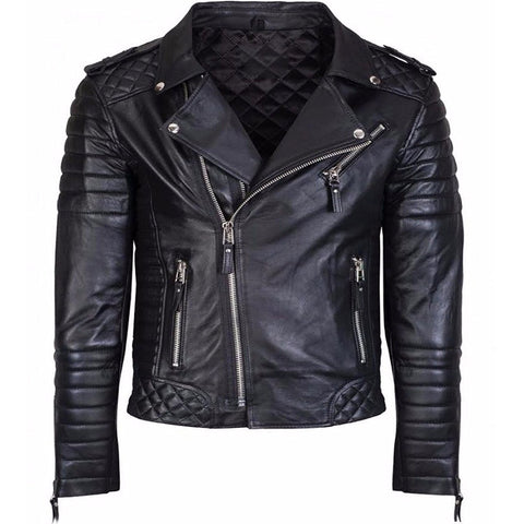 Diamond quilted black leather jacket Leatheroxide