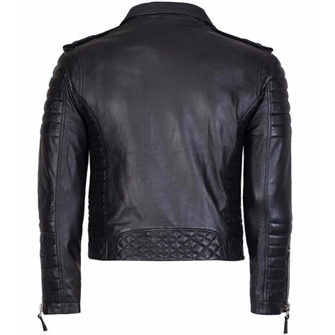Diamond quilted black leather jacket Leatheroxide