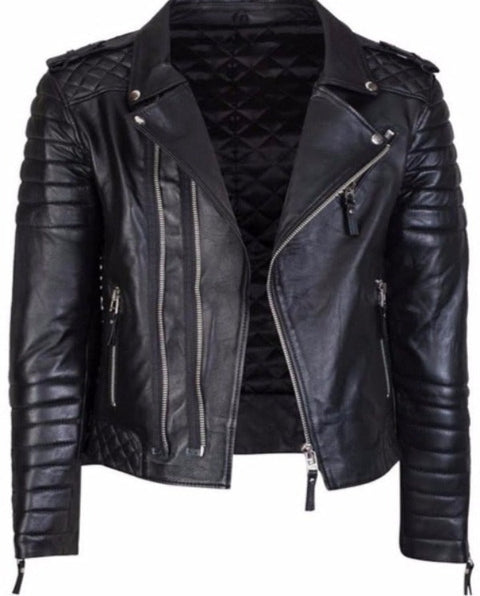 Diamond quilted black leather jacket Leatheroxide