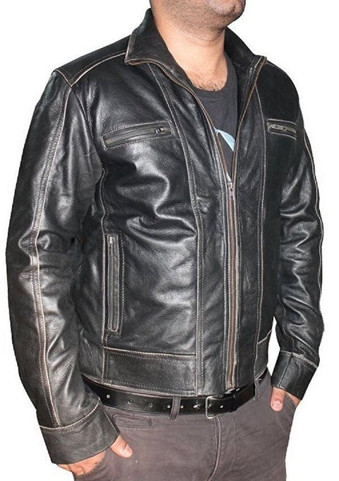 Macho black classic Leather Jacket Leatheroxide