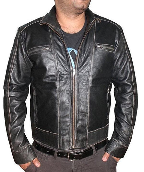 Macho black classic Leather Jacket Leatheroxide
