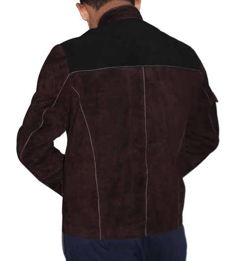Men Casual Suede Leather Jacket - Dark Brown Leatheroxide