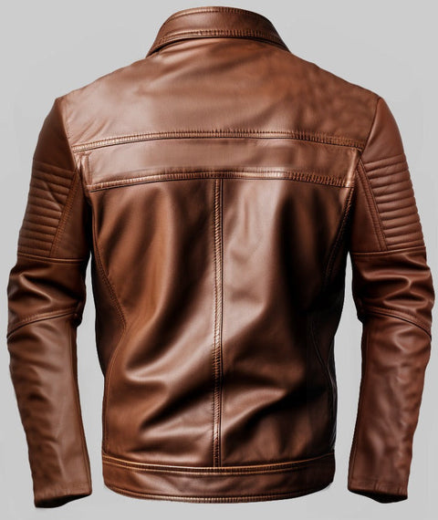 Men Jordan Brown Biker Leather Jacket Leatheroxide