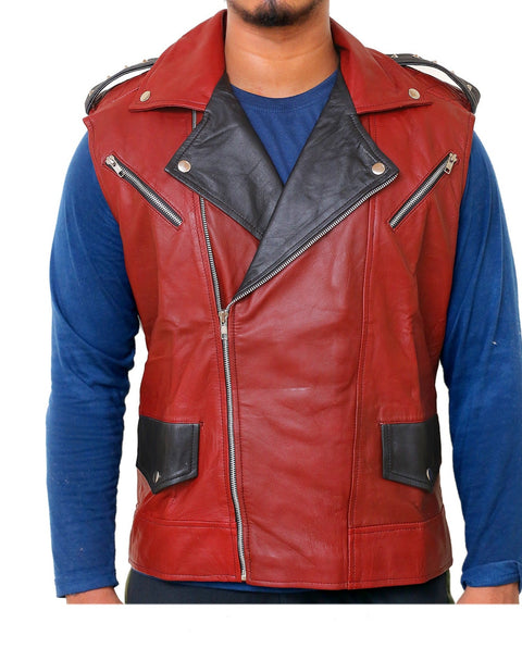 Men Maroon Biker Leather Vest Leatheroxide