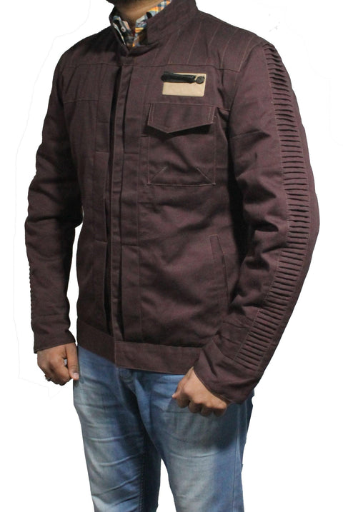 Men Stylish Cotton Jacket - Dark Brown Leatheroxide