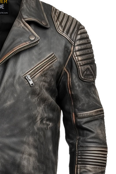 Vintage Brown Distressed Biker Genuine Leather Jacket Leatheroxide