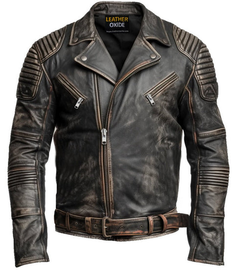 Vintage Brown Distressed Biker Genuine Leather Jacket Leatheroxide