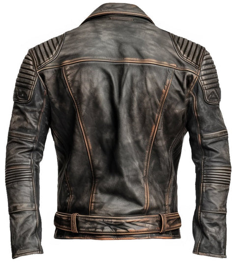 Vintage Brown Distressed Biker Genuine Leather Jacket Leatheroxide