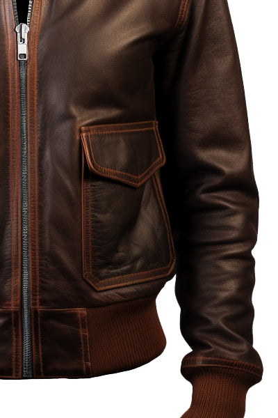 Women Bomber Leather Jacket- Brown Leather Jacket for Women Leatheroxide