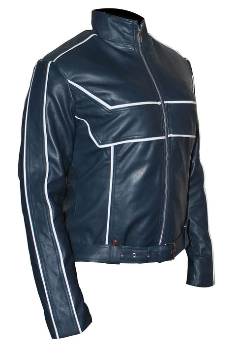 Women Emma Casual Leather Jacket - Navy Blue Leatheroxide