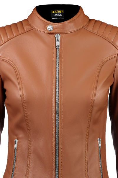 Women Leather Jacket - Brown Jacket for Women Leatheroxide